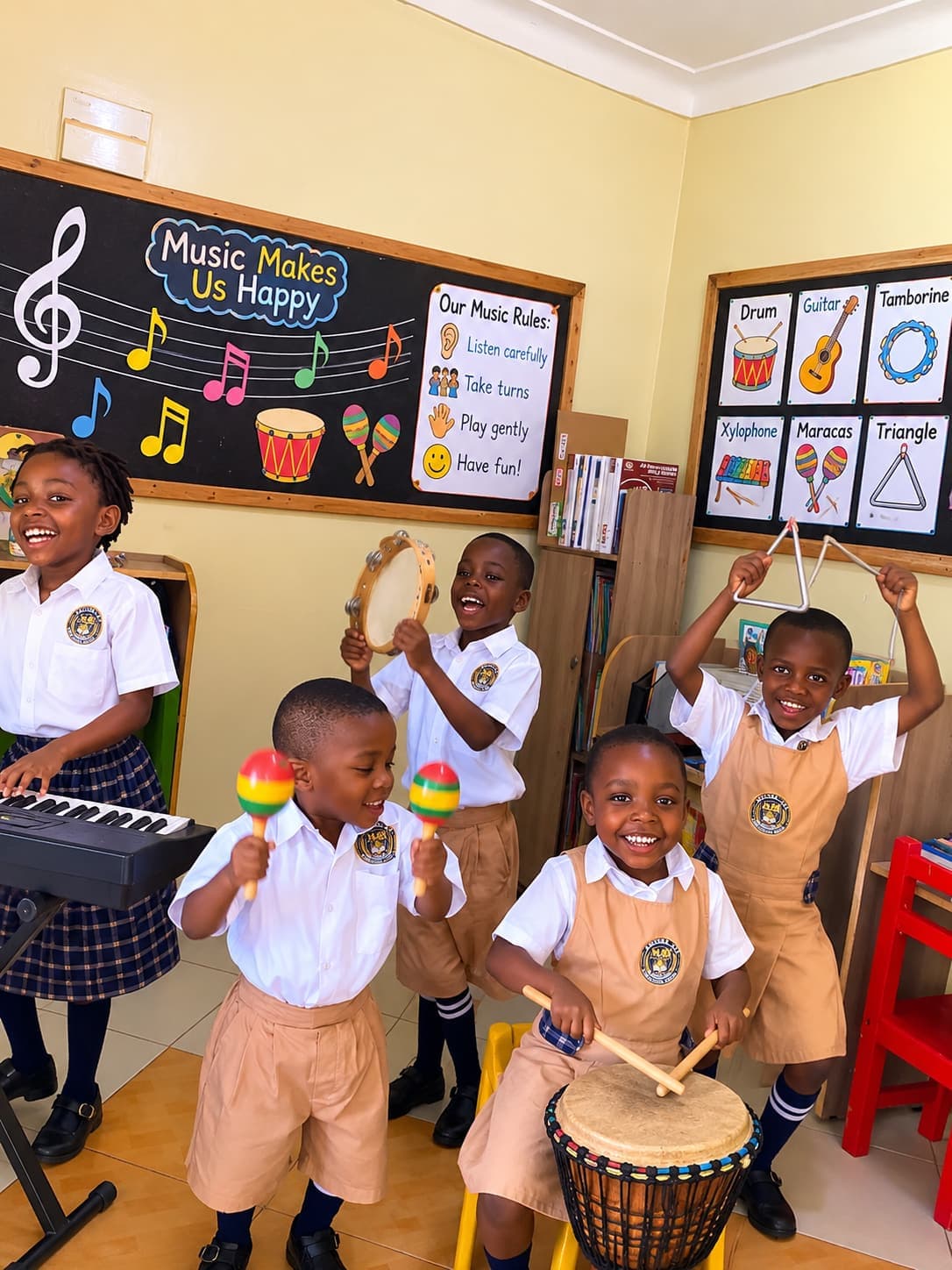 Children exploring music and creative arts